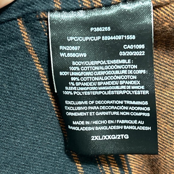 Dickies Duck Flannel Lined Cotton Button-Up Long Sleeve Shirt Men's 2XL - Picture 6 of 9